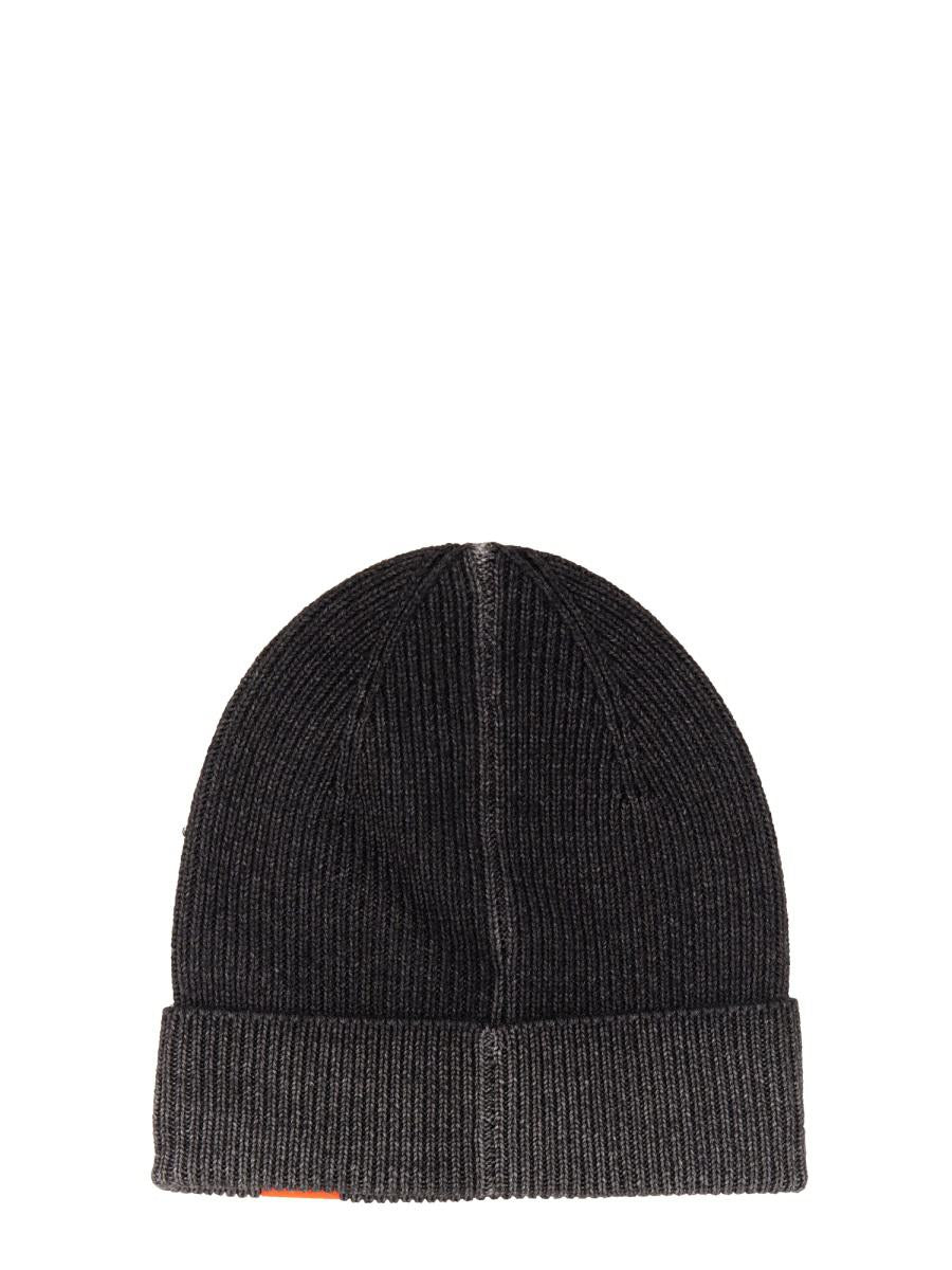 Shop Aspesi Beanie Hat With Logo In Grey