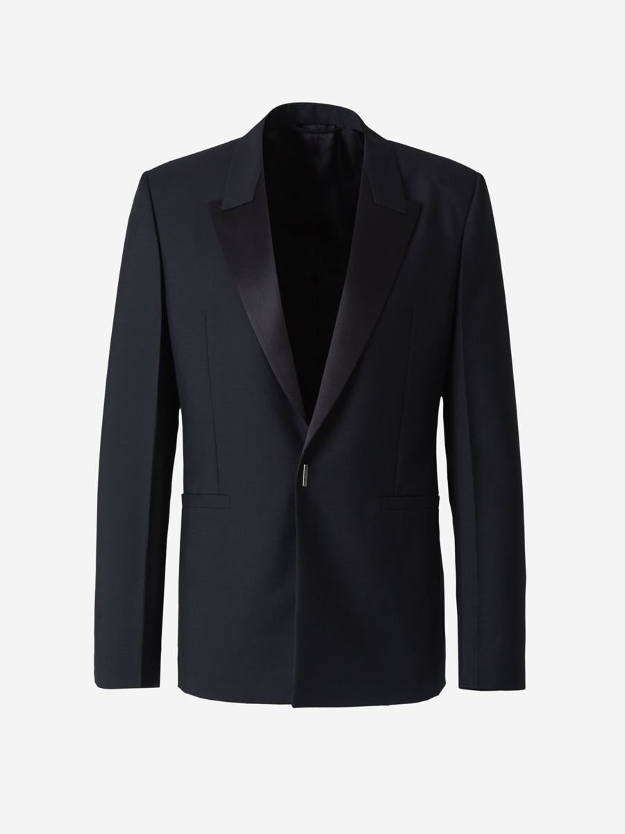 Givenchy Satin And Wool Blazer In Black