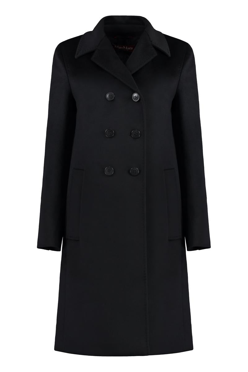 Shop Max Mara Studio Faiti Double-breasted Coat In Black