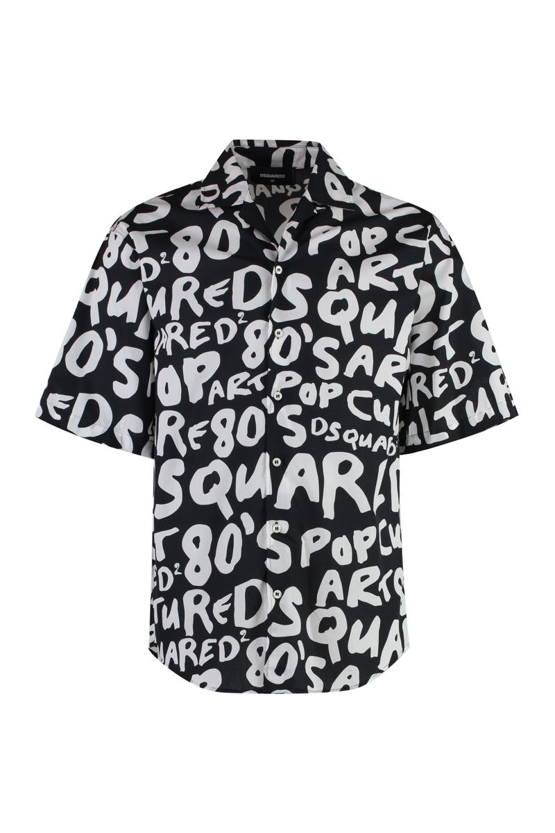 Shop Dsquared2 Printed Cotton Shirt In Black