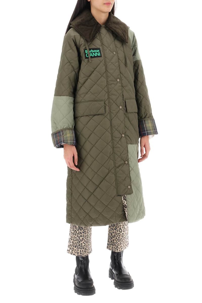 Shop Barbour X Ganni Trench Trapuntato Burghley In Verde