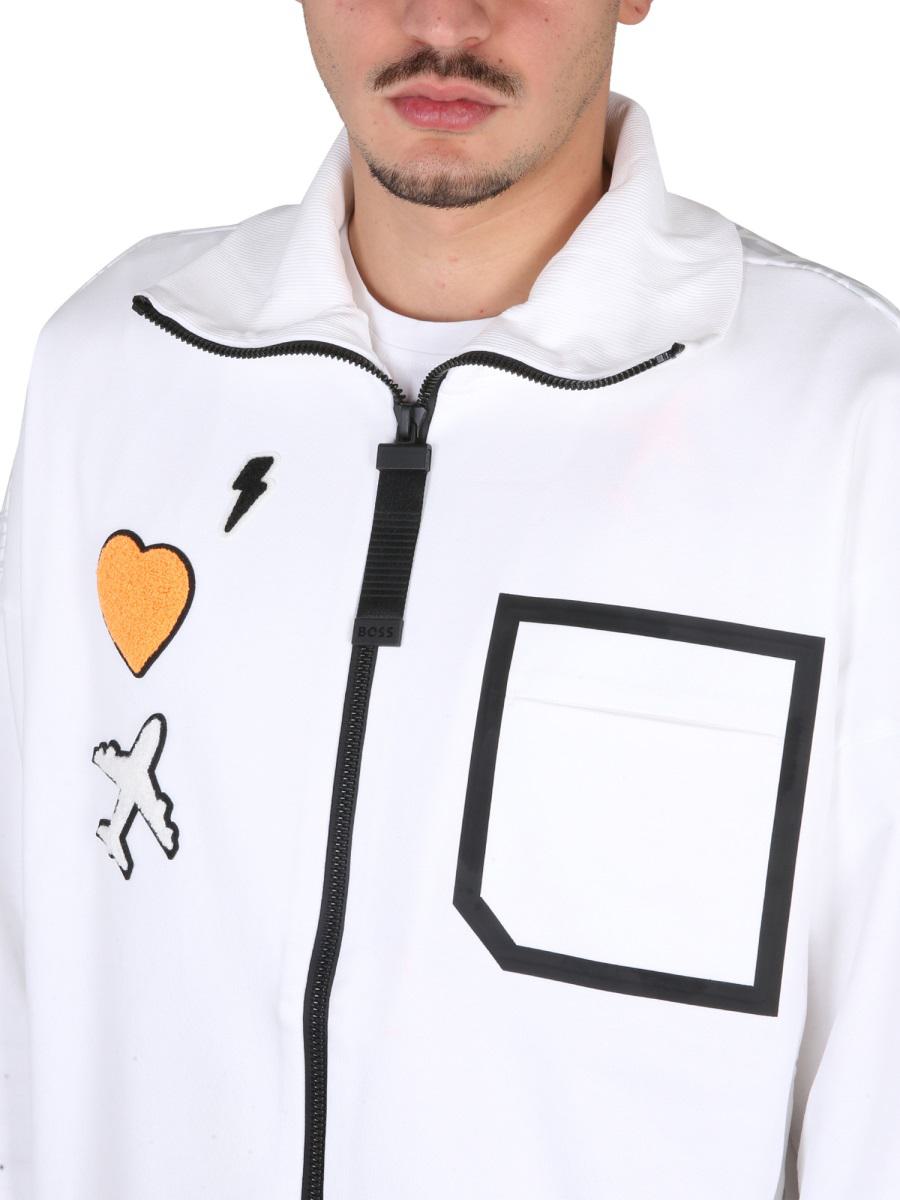 Shop Hugo Boss Boss Sweatshirt With Logo In White