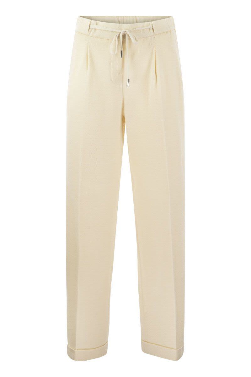 Shop Peserico Cotton And Linen Trousers In Cream