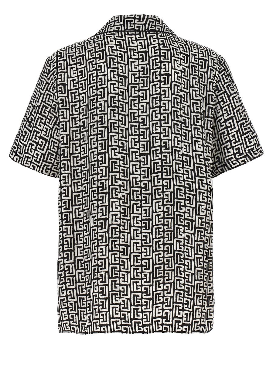 Shop Balmain 'monogram' Shirt In White/black