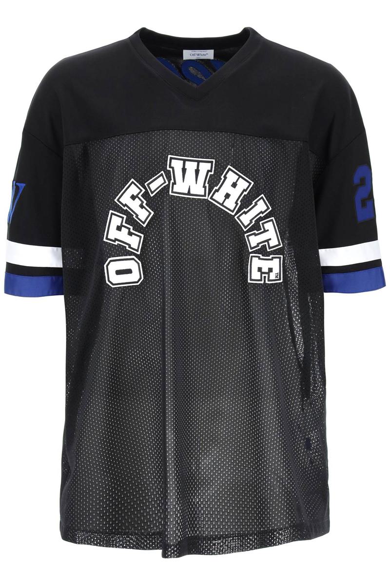 Shop Off-white Football T-shirt With Patches In Nero