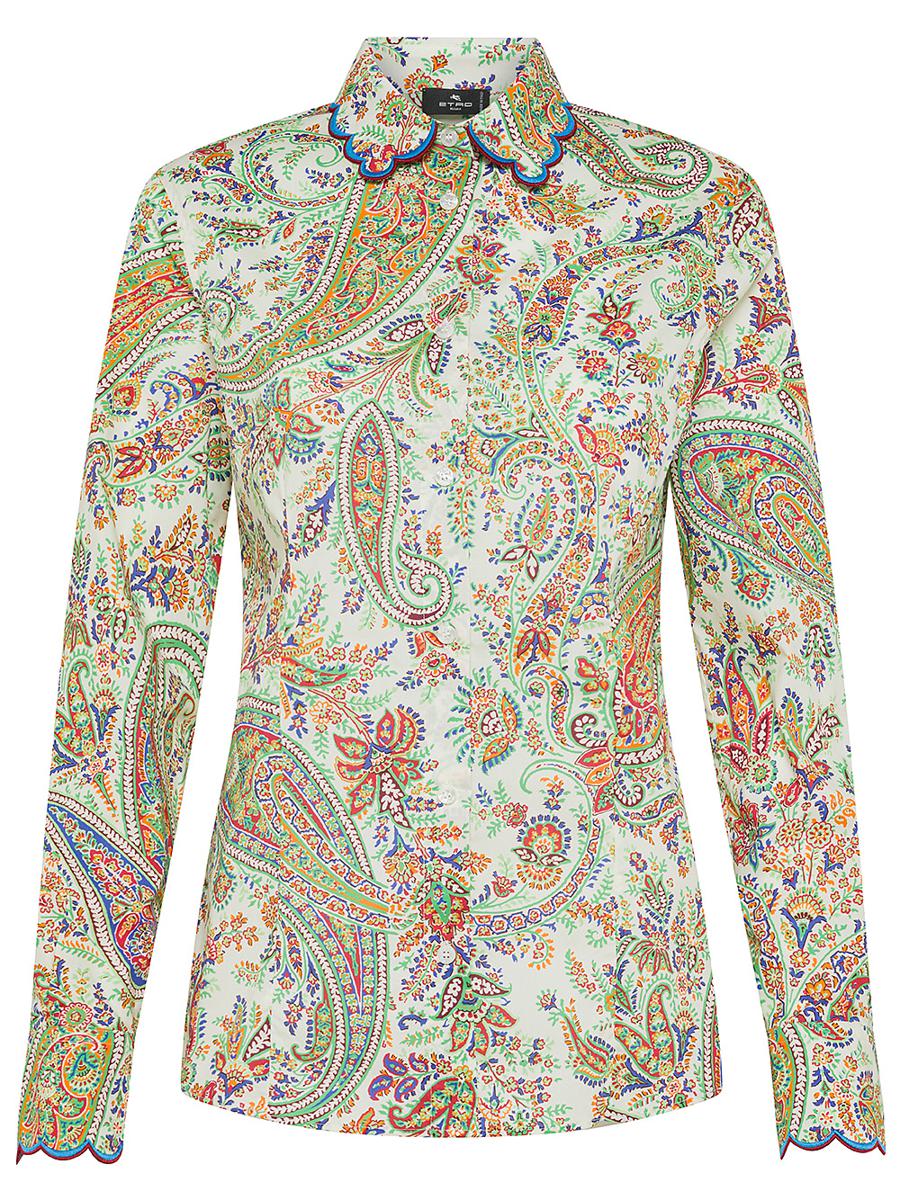 Shop Etro Cotton Shirt With Paisley Print In Multicolour