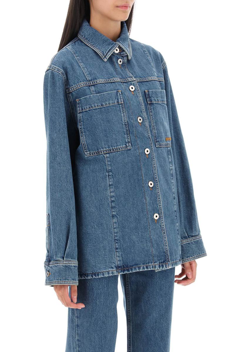 Shop Burberry 'bensen' Denim Overshirt In Blu