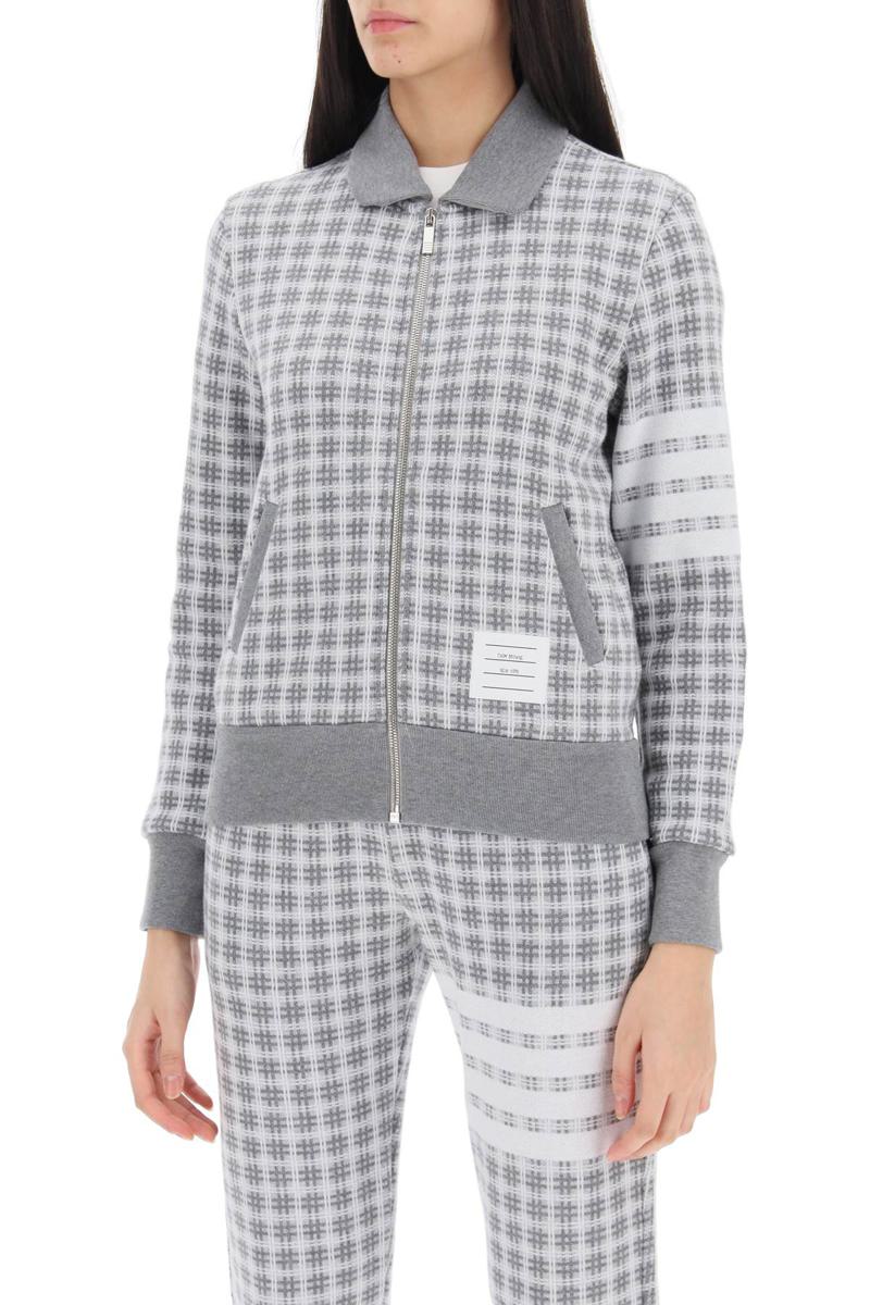 Shop Thom Browne 4-bar Sweatshirt In Check Knit In Grigio