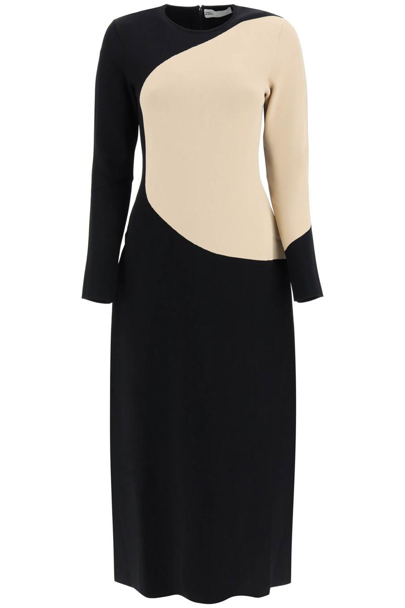 Shop Tory Burch Color-block Knit Dress In Nero