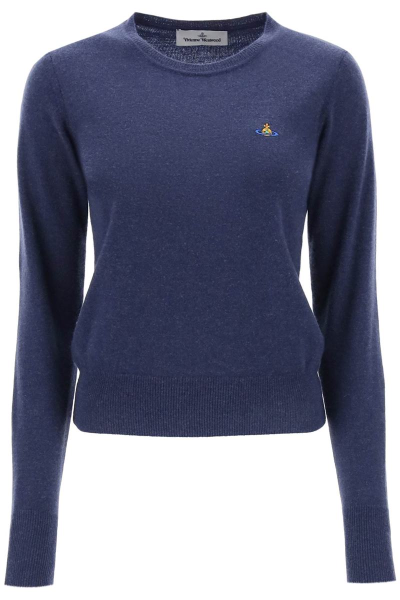 Shop Vivienne Westwood Bea Cardigan With Logo Embroidery In Blu