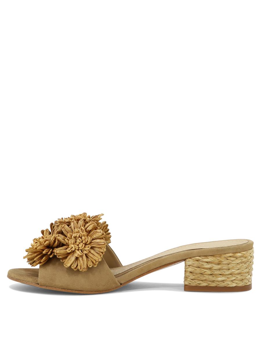 Shop Paloma Barceló "fiore" Mules In Beige