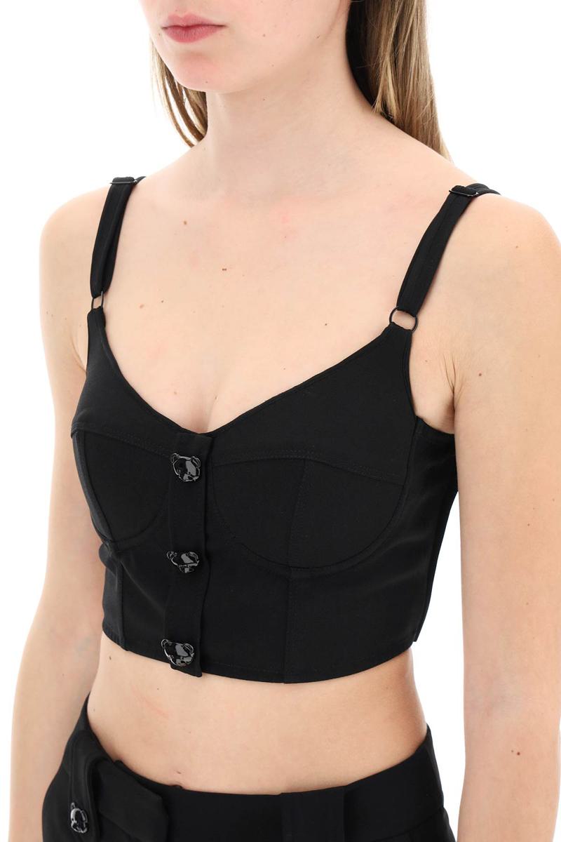 Shop Moschino Bustier Top With Teddy Bear Buttons In Nero