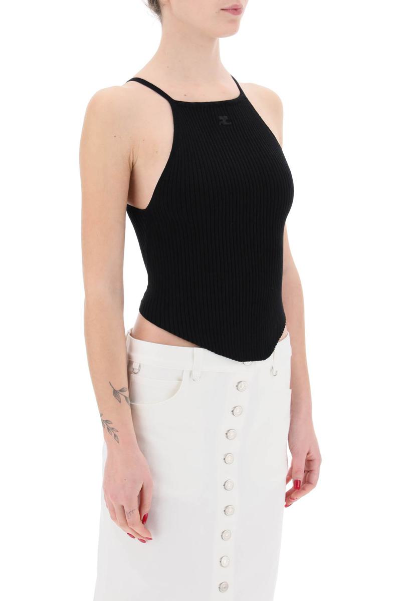 Shop Courrèges "ribbed Knit Holistic Top In Nero