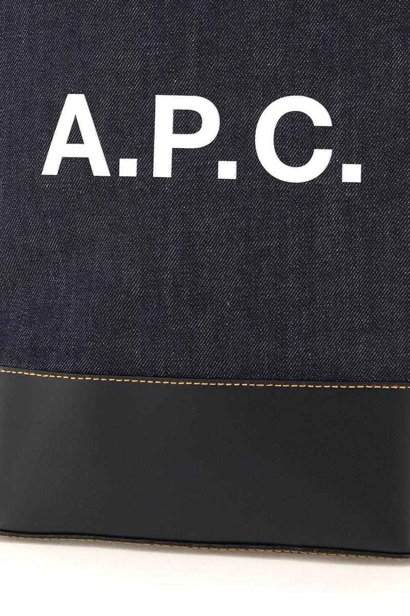 Shop Apc Axel Small Denim Tote Bag In Blu