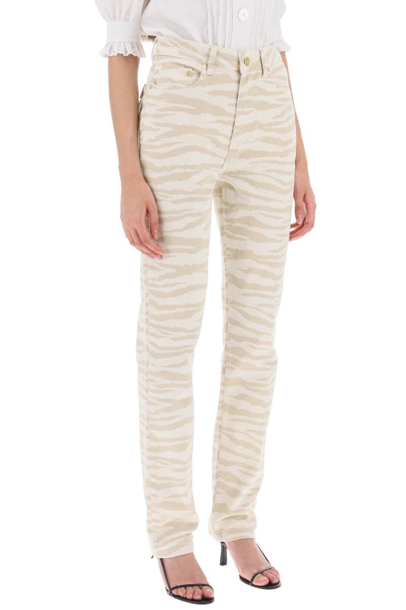 Shop Ganni 'swigy' Printed Denim Jeans In Bianco