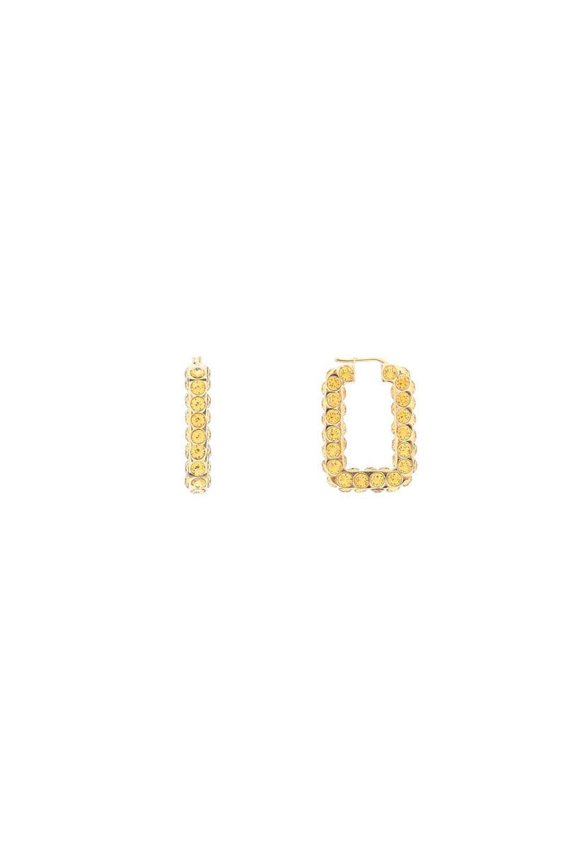 Shop Amina Muaddi Charlotte Earrings With Crystals In Oro