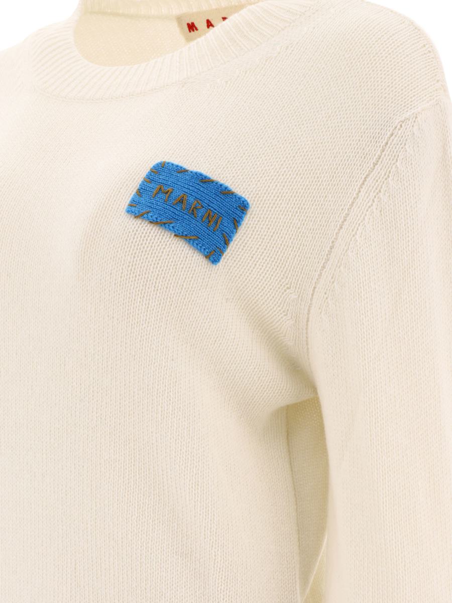 Shop Marni Cashmere Sweater With Patch In White