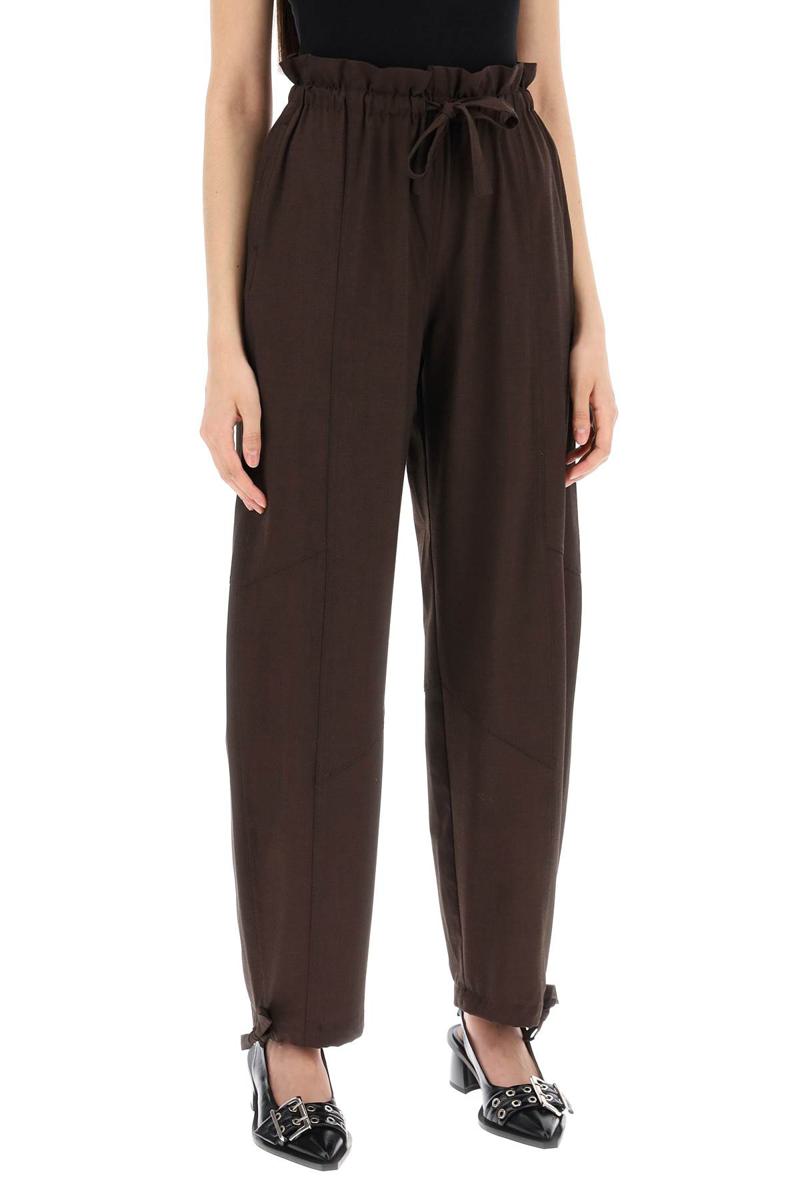 Shop Ganni Drapey Pants In Lenz In Marrone