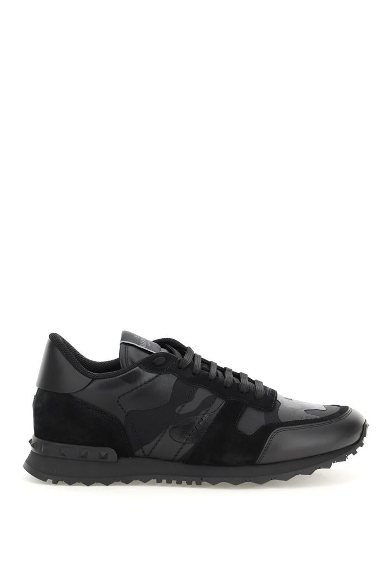 Shop Valentino Camouflage Rockrunner Sneakers In Nero