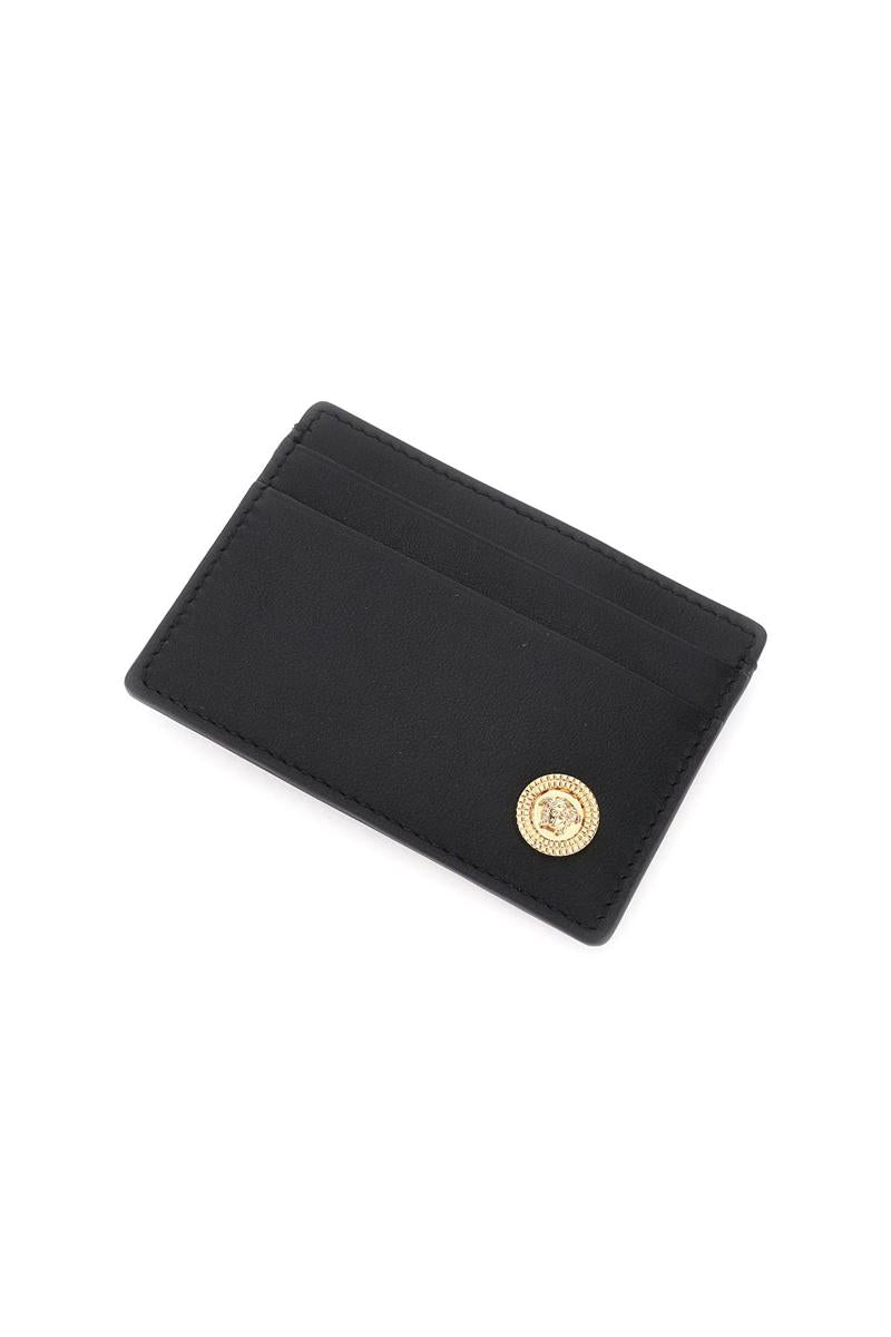 Shop Versace Leather Medusa Cardholder In Nero