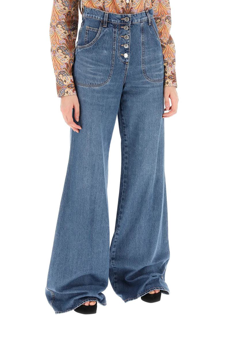 Shop Etro Jeans With Back Foliage Embroidery In Celeste