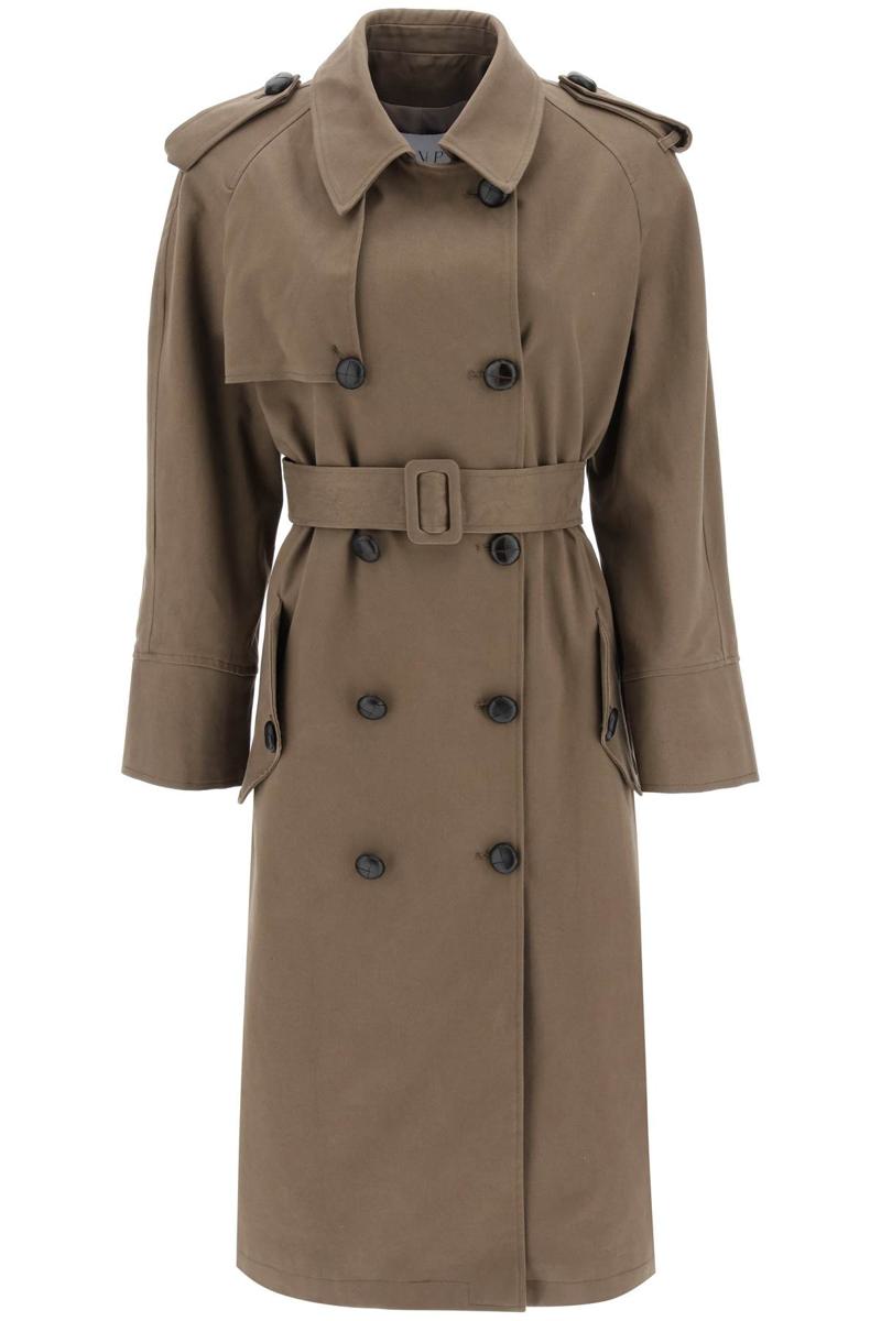 Shop Mvp Wardrobe 'bigli' Cotton Double-breasted Trench Coat In Brown