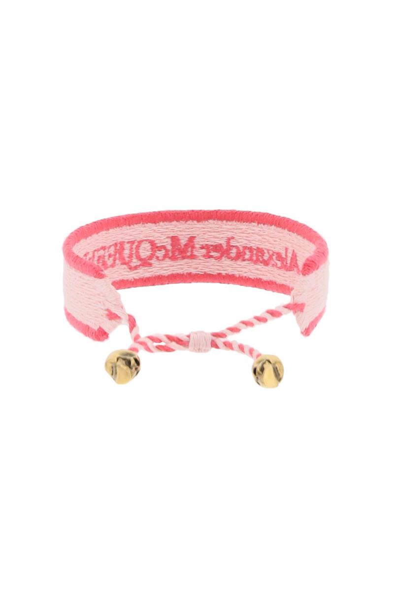 Shop Alexander Mcqueen Embroidered Bracelet In Rosa