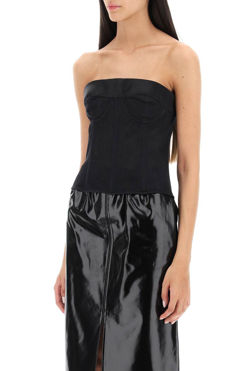 Shop Maison Margiela Bustier Top In Mesh In Nero