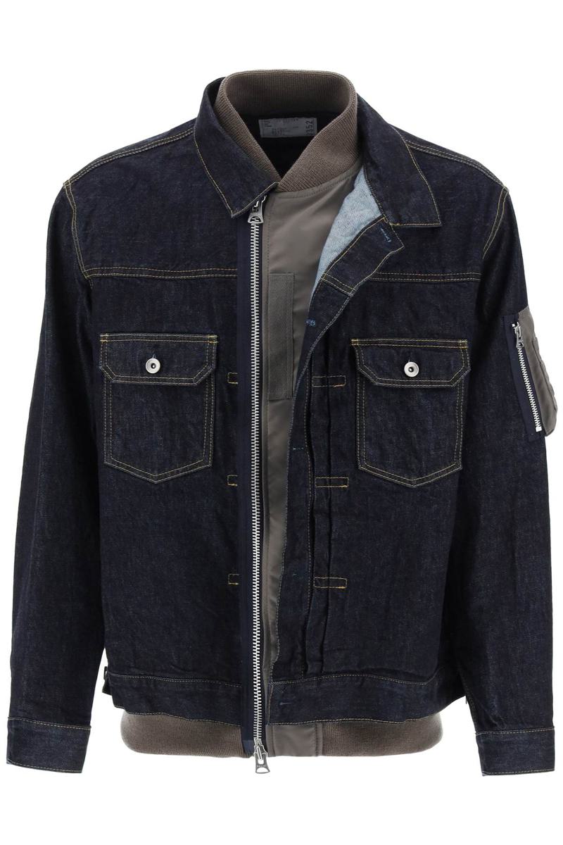 Shop Sacai Denim Blouson In Blu