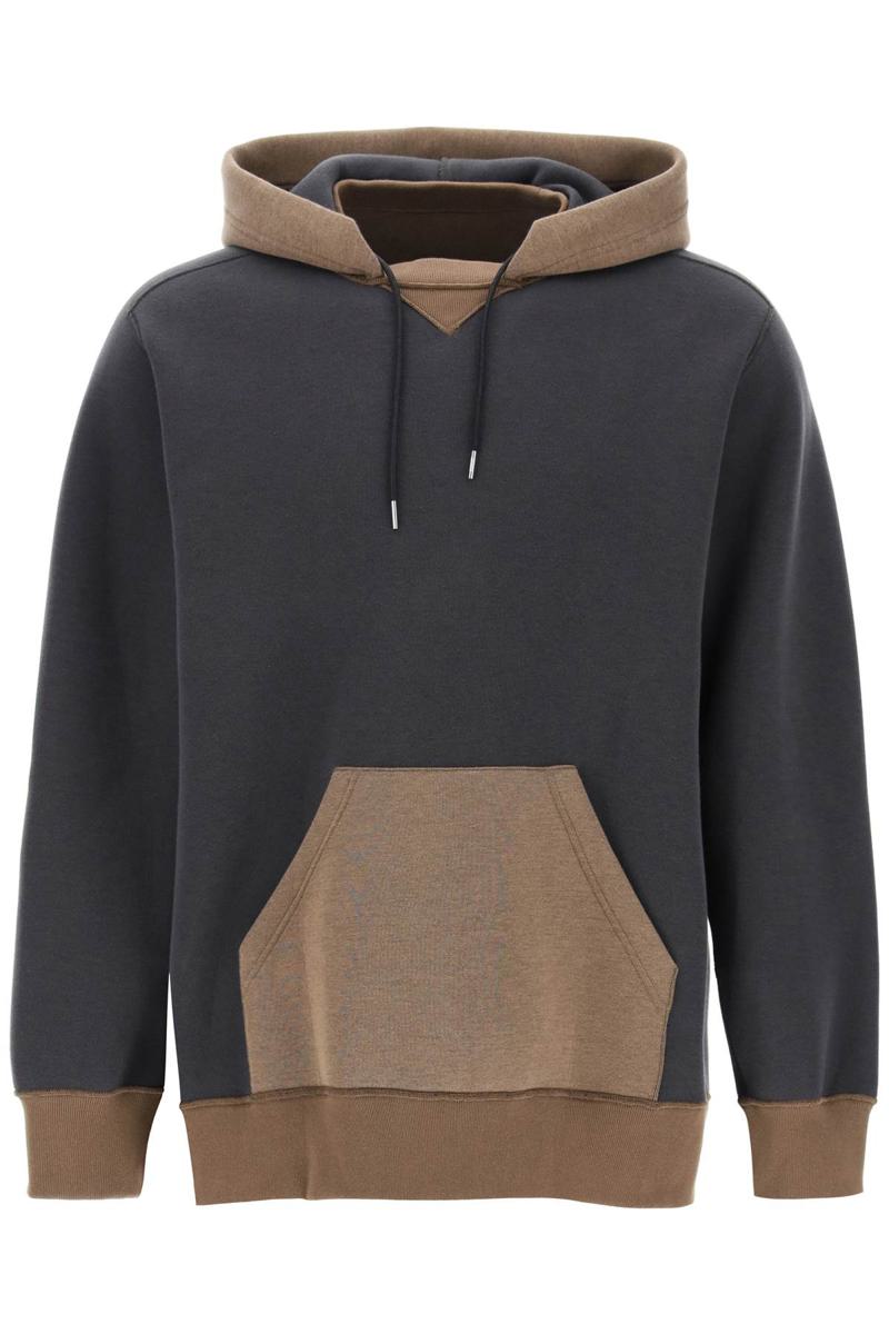 Shop Sacai Hooded Sweatshirt With Reverse In Grigio