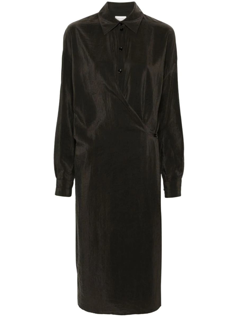 Lemaire Asymmetrical Midi Shirtdress In Brown