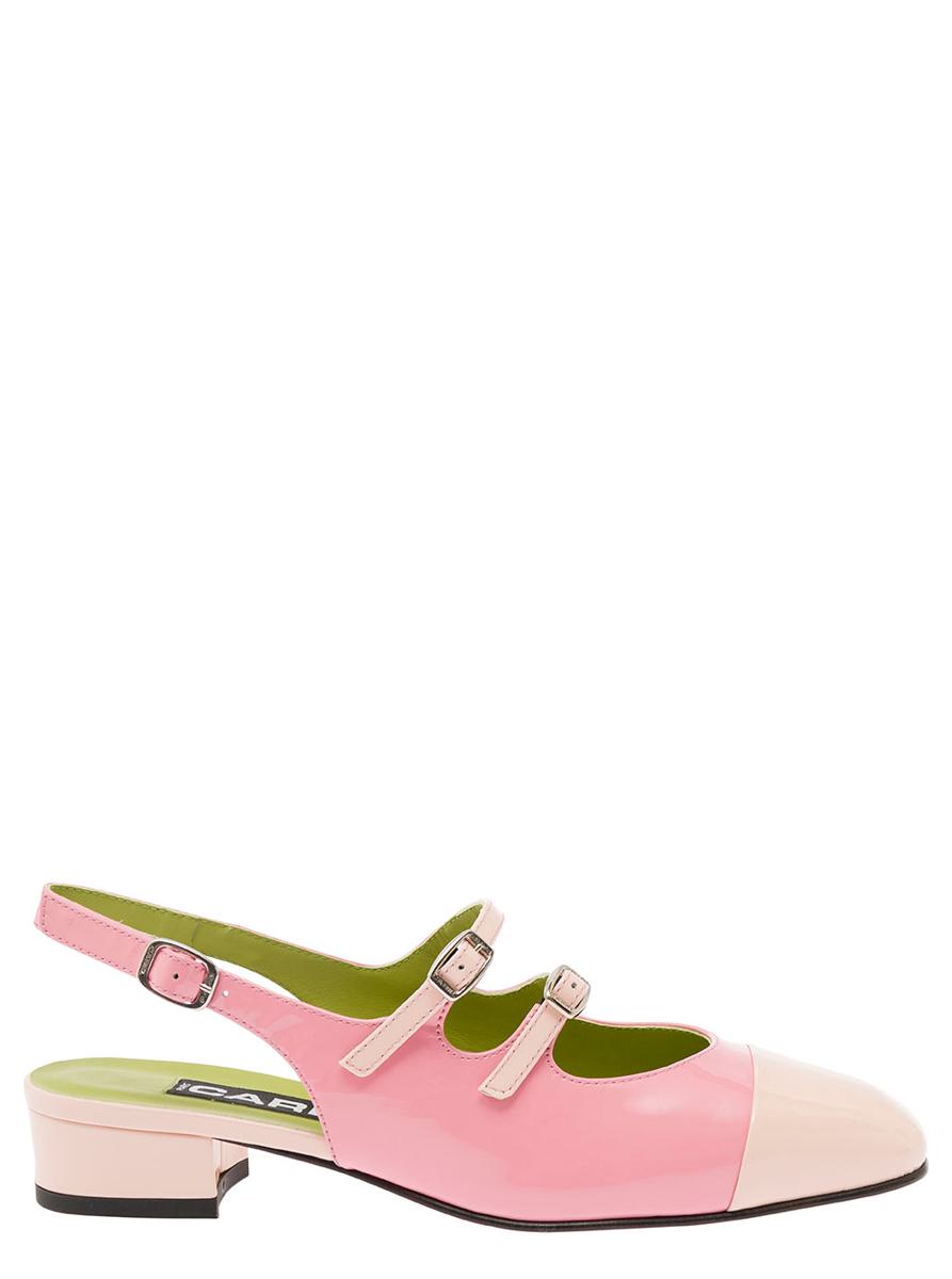 Shop Carel Paris 'abricot' Pink Slingback Mary Janes With Contrasting Toe In Leather Woman