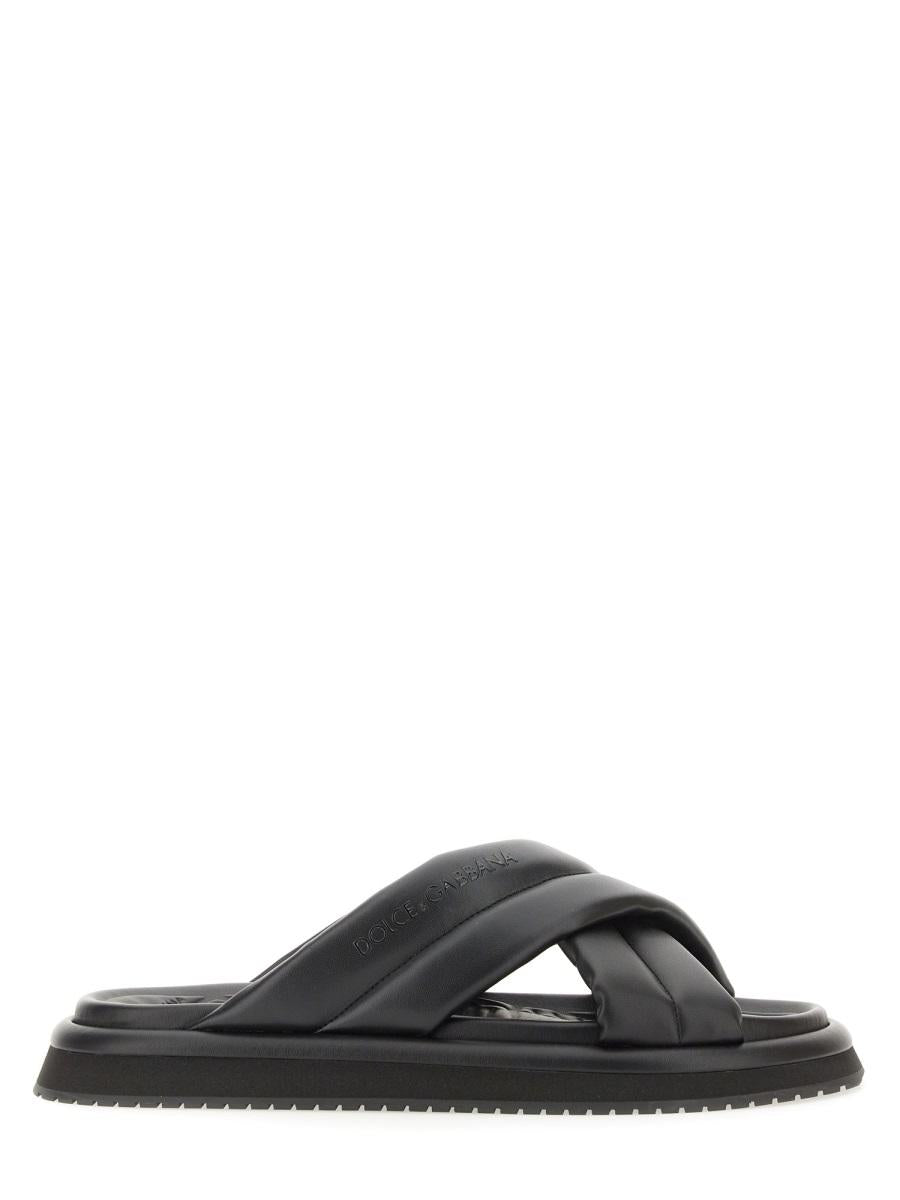 Dolce & Gabbana Nappa Effect Fabric Sandal In Black