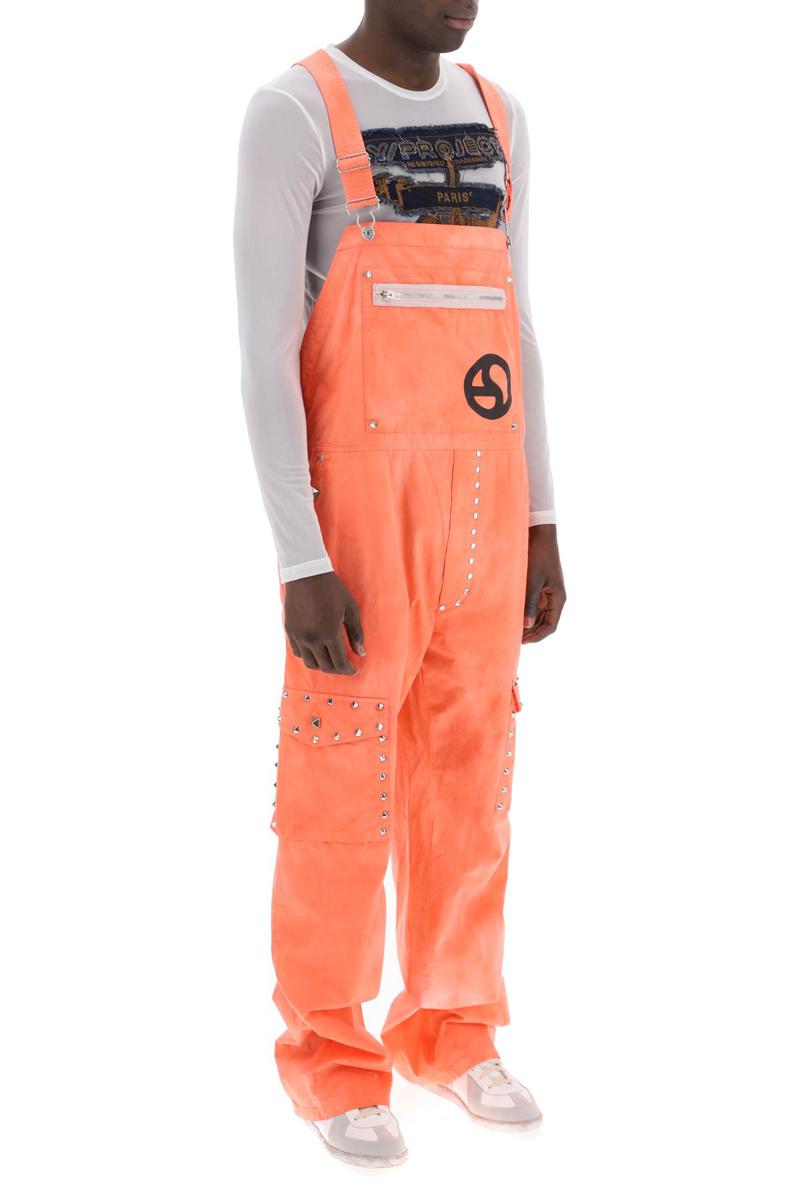 Shop Acne Studios Cotton Overalls With Studs In Rosa