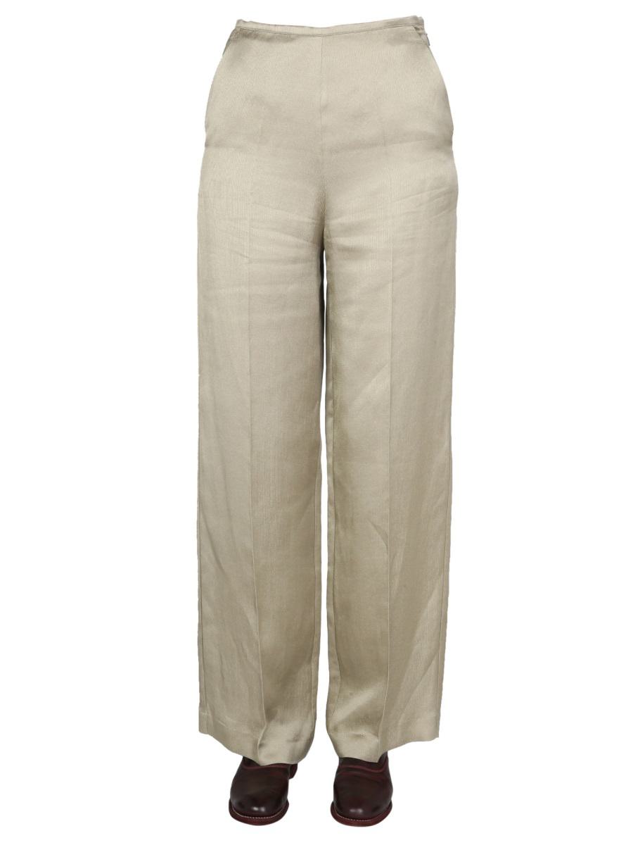 Shop Alysi Satin Trousers In Beige