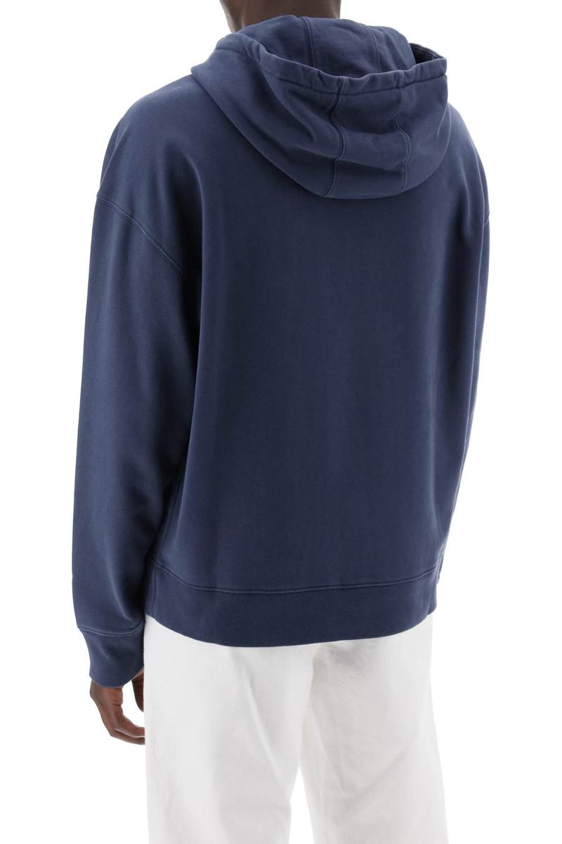Shop Maison Kitsuné Hooded Sweatshirt With Embroidered Logo In Blu