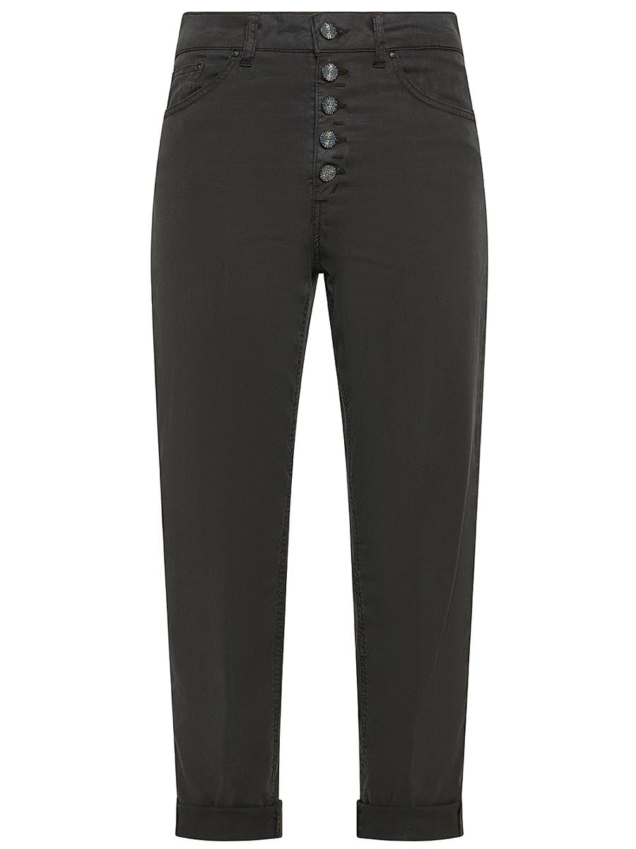 Shop Dondup Koons Ankle-length Cotton Blend Jeans In Black