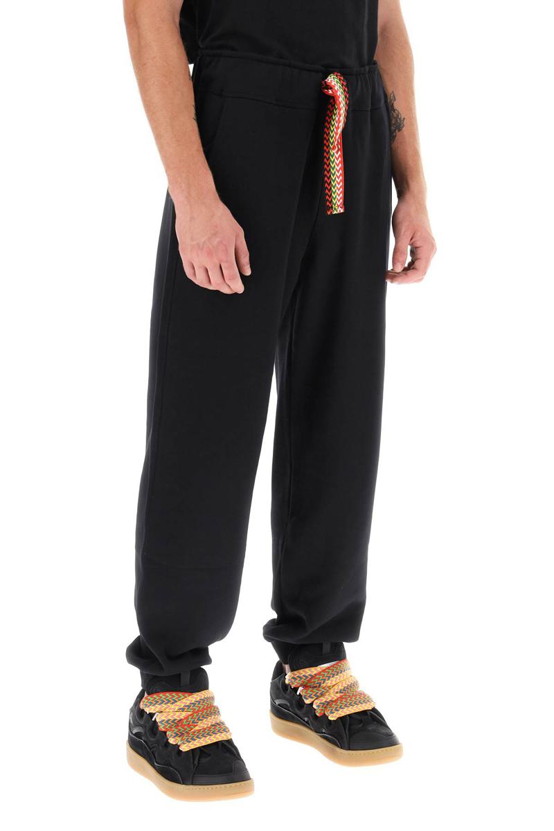 Shop Lanvin 'curb Lace' Sweatpants In Nero