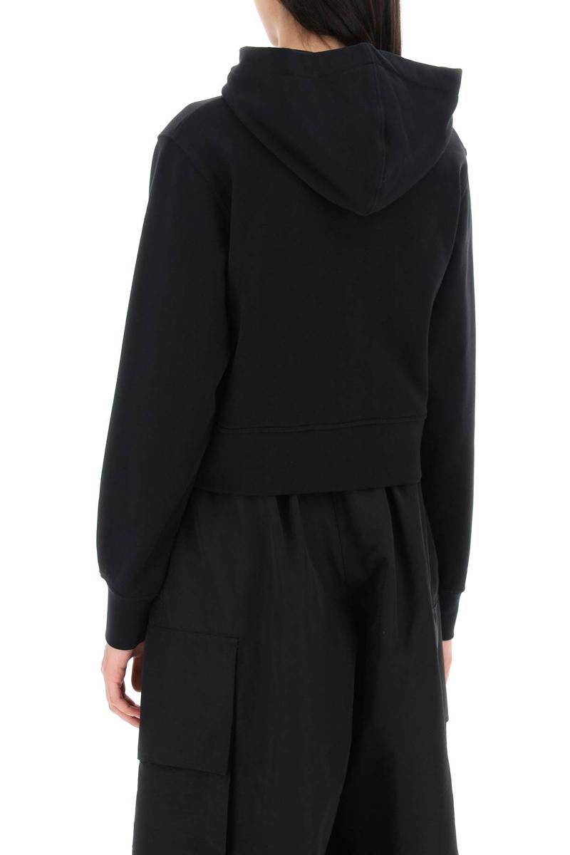 Shop Palm Angels Cropped Hoodie With Embroidery In Nero