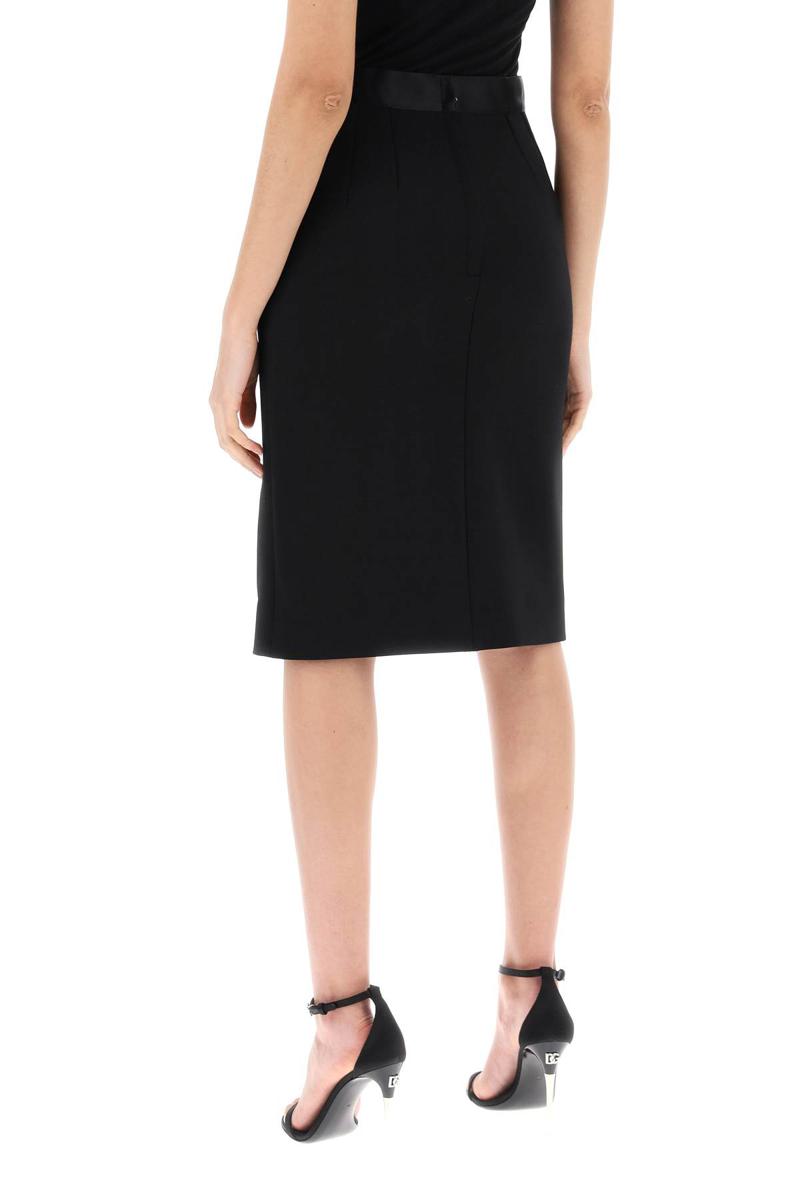 Shop Dolce & Gabbana "knee-length Skirt With Satin In Nero