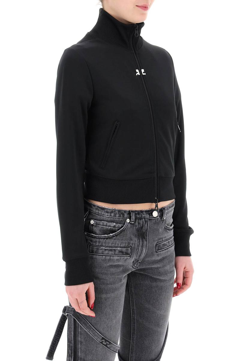 Shop Courrèges Interlock Jersey Track Jacket For Athletic In Nero