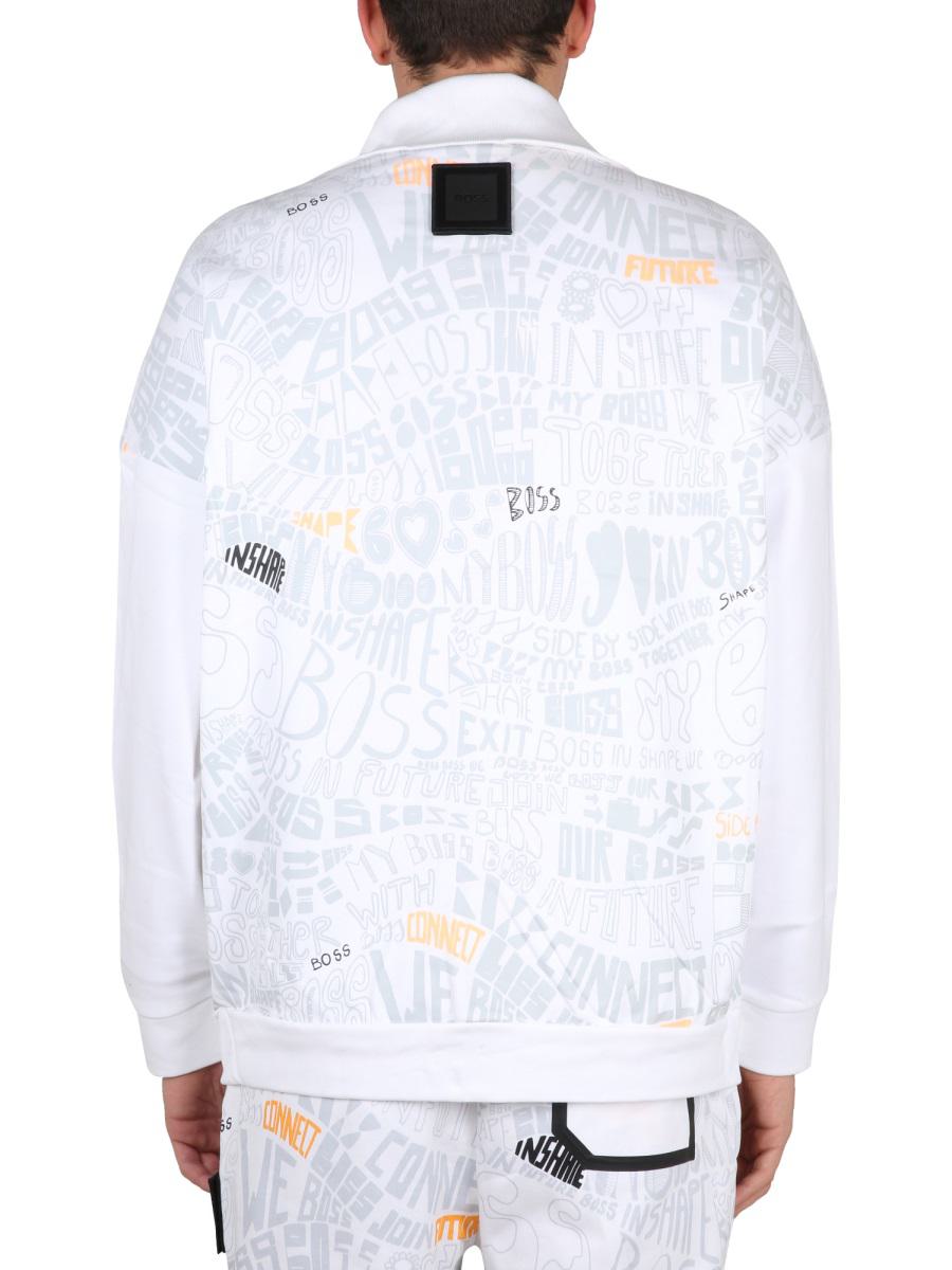 Shop Hugo Boss Boss Sweatshirt With Logo In White