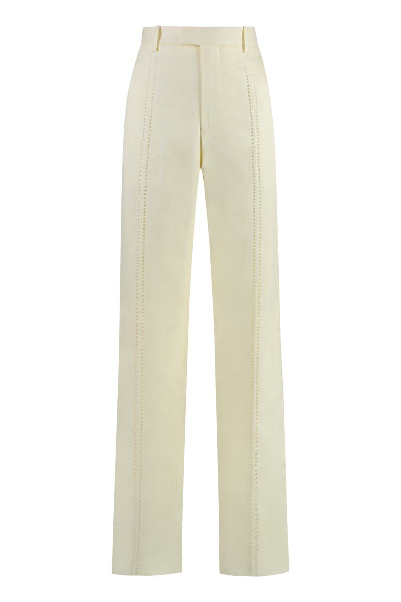 Bottega Veneta Linen Trousers In Yellow