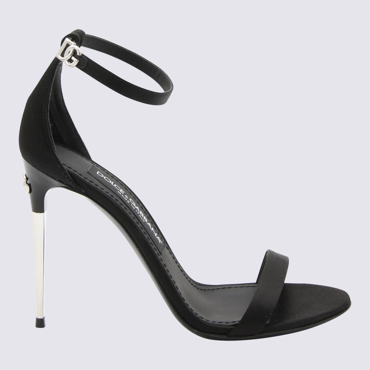 Shop Dolce & Gabbana Black Satin Keira Sandal