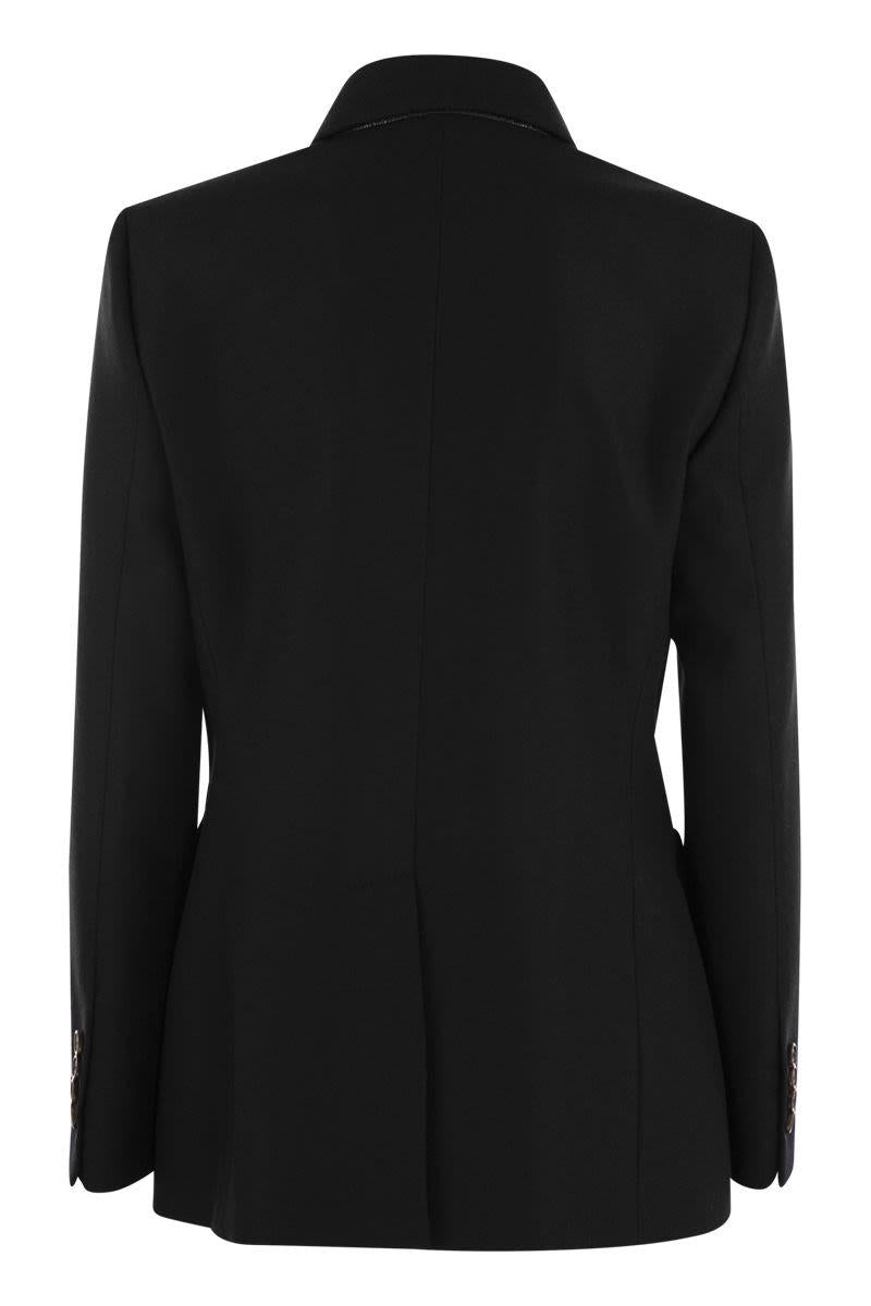 Shop Brunello Cucinelli Wool And Cashmere Jacket With Necklace In Black