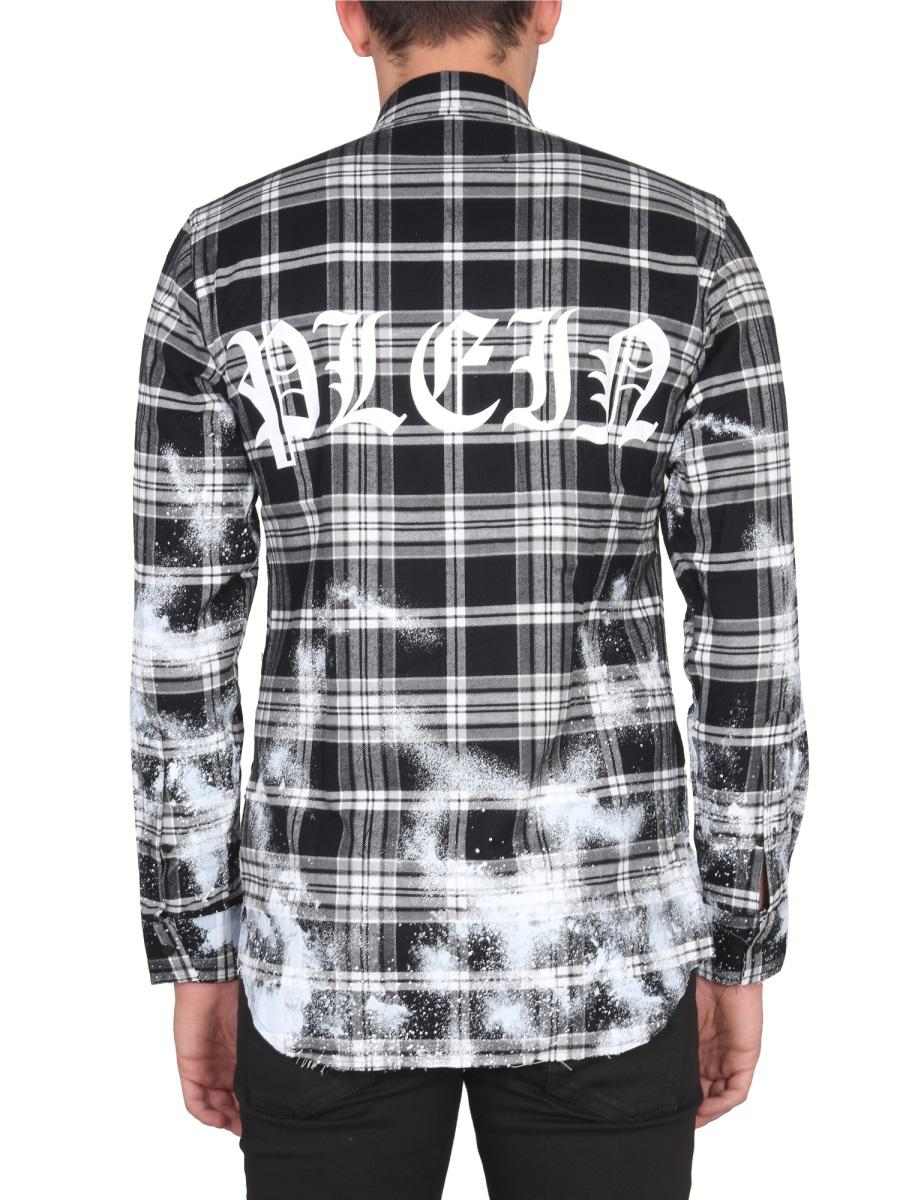 Shop Philipp Plein Tartan Pattern Shirt In Black