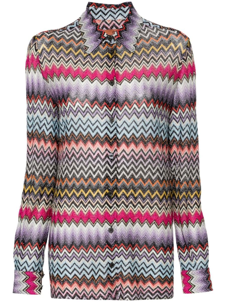 Shop Missoni Zigzag Pattern Shirt In Multicolour
