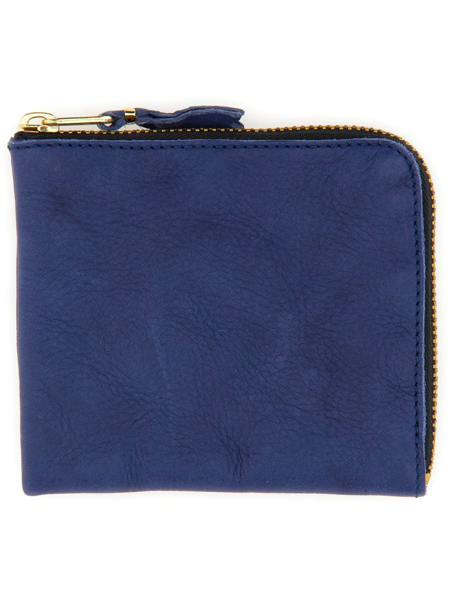 Shop Comme Des Garçons Leather Wallet Unisex In Blue