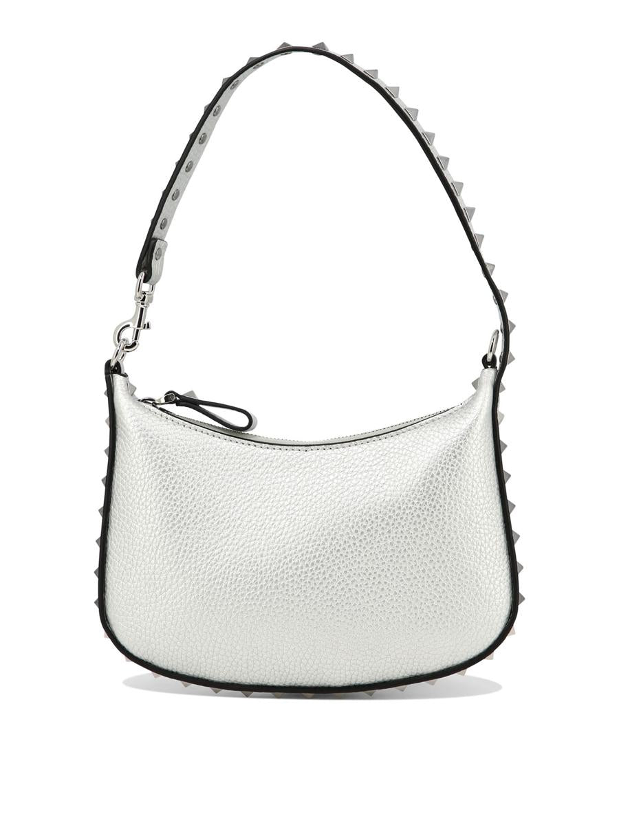 Shop Valentino Garavani "rockstud Mini" Shoulder Bag In Silver