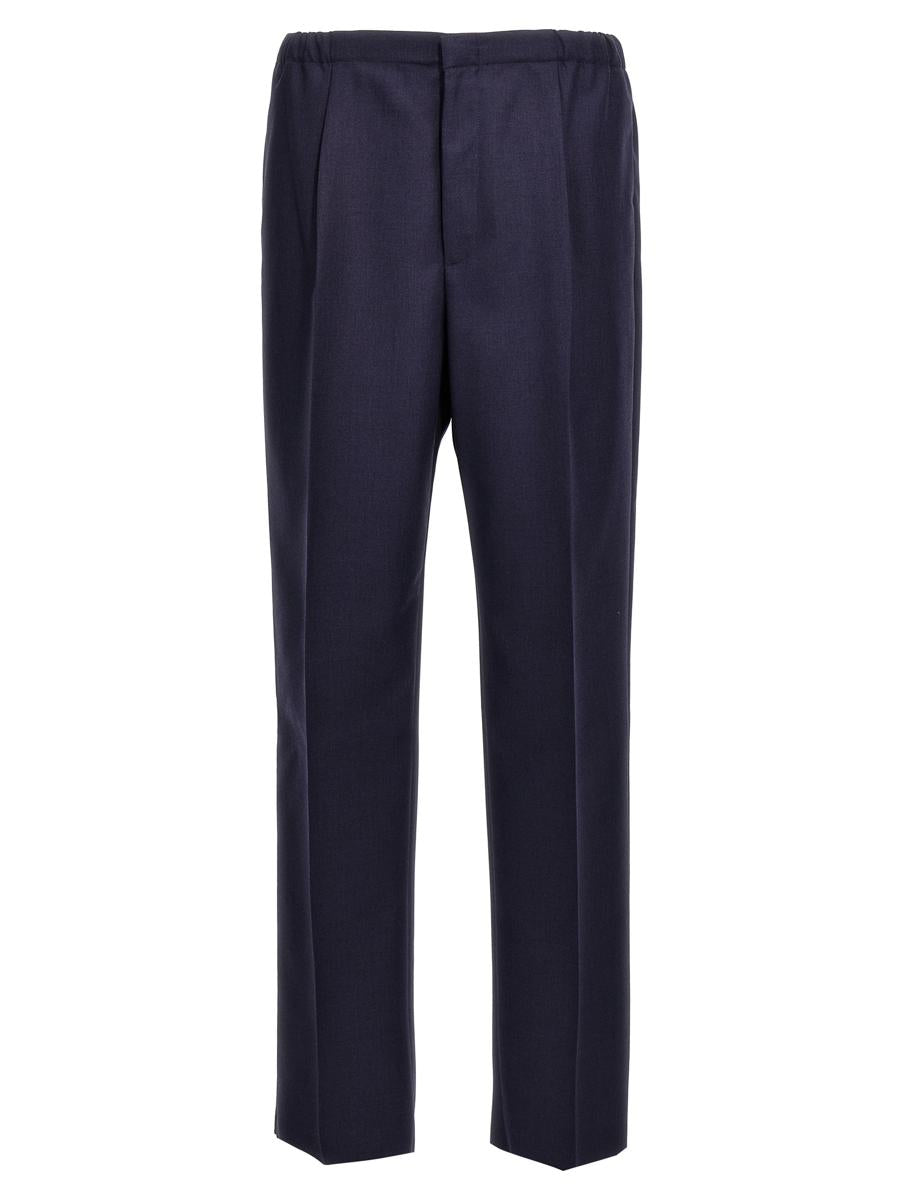 Shop Fendi Wool Pants In Blue